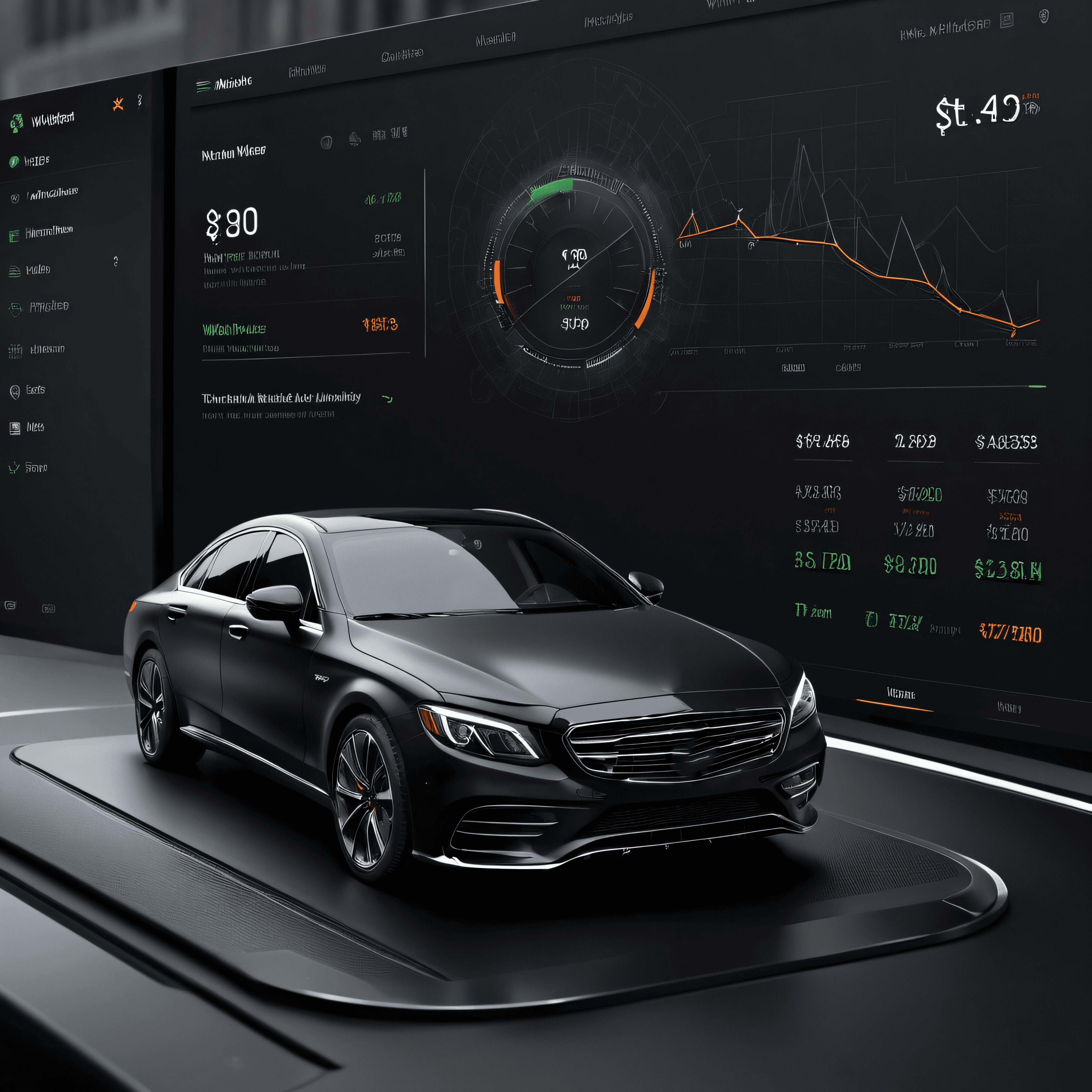 Black car with analytics